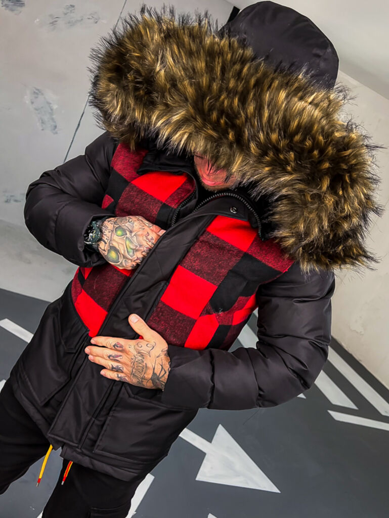 Férfi kabát nem levehető kapucnival - next