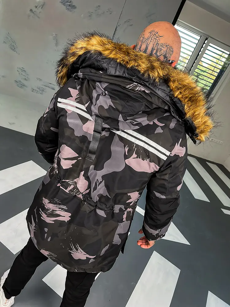 Férfi kabát nem levehető kapucnival - next