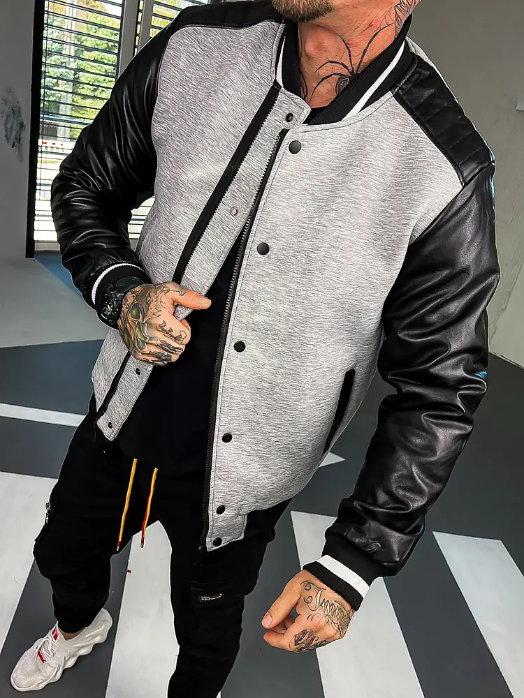 Lezser baseball bomber műbőr ujjakkal