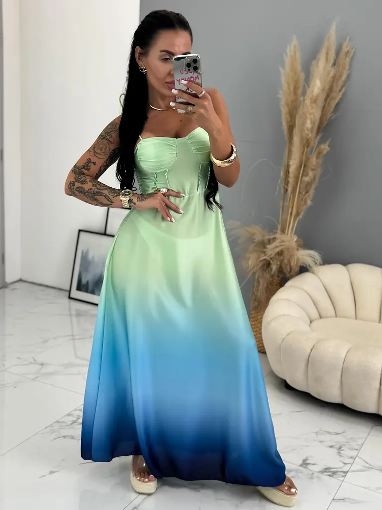 Spagetti pántos hosszú szatén ruha TAMMY