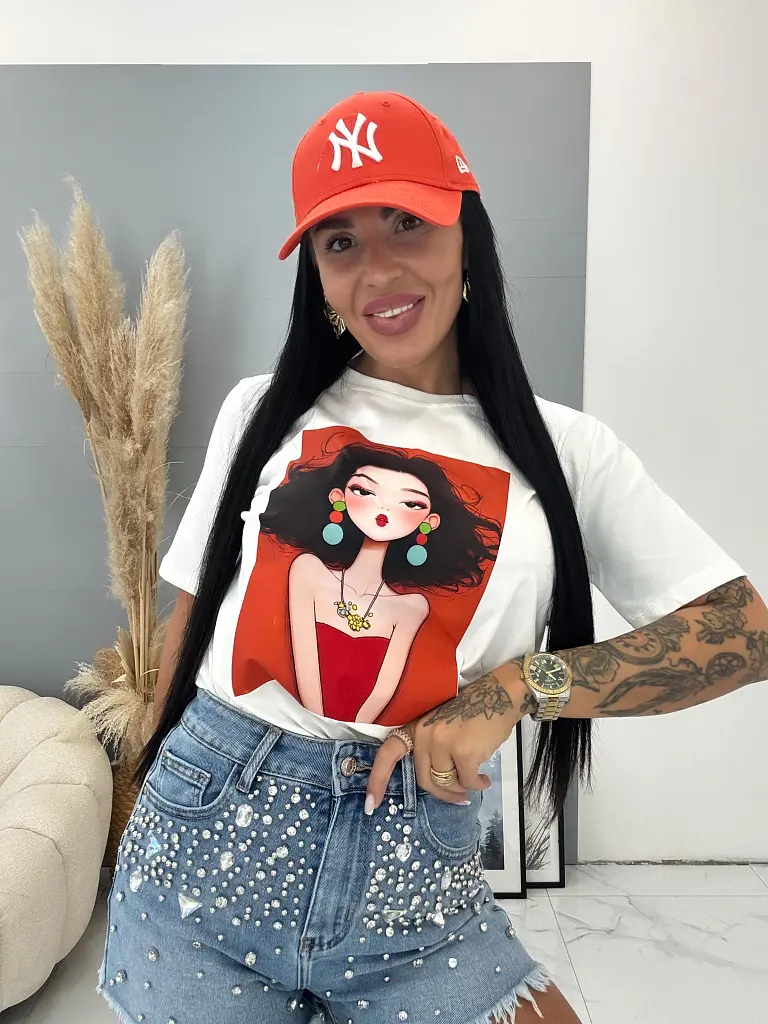 Nyomtatott mintás fehér felső KATRIN