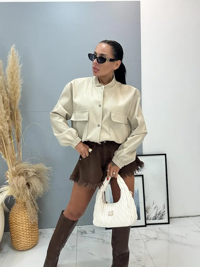 Átmeneti bomber bőrkabát LEYA - next