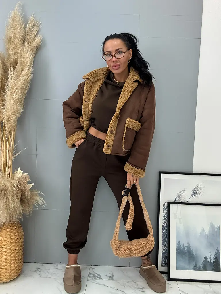 Velúr kabát szőrmével kombinálva AMBER