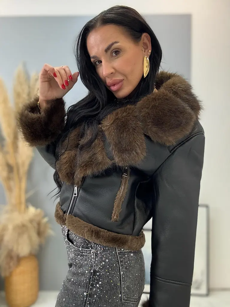 Műbőr kabát szőrmével AZAIRA - next