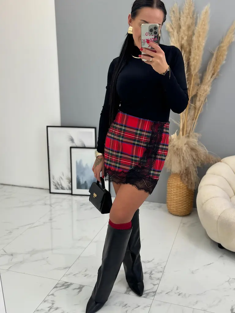 Kockás szoknya csipkével ELEEN - next