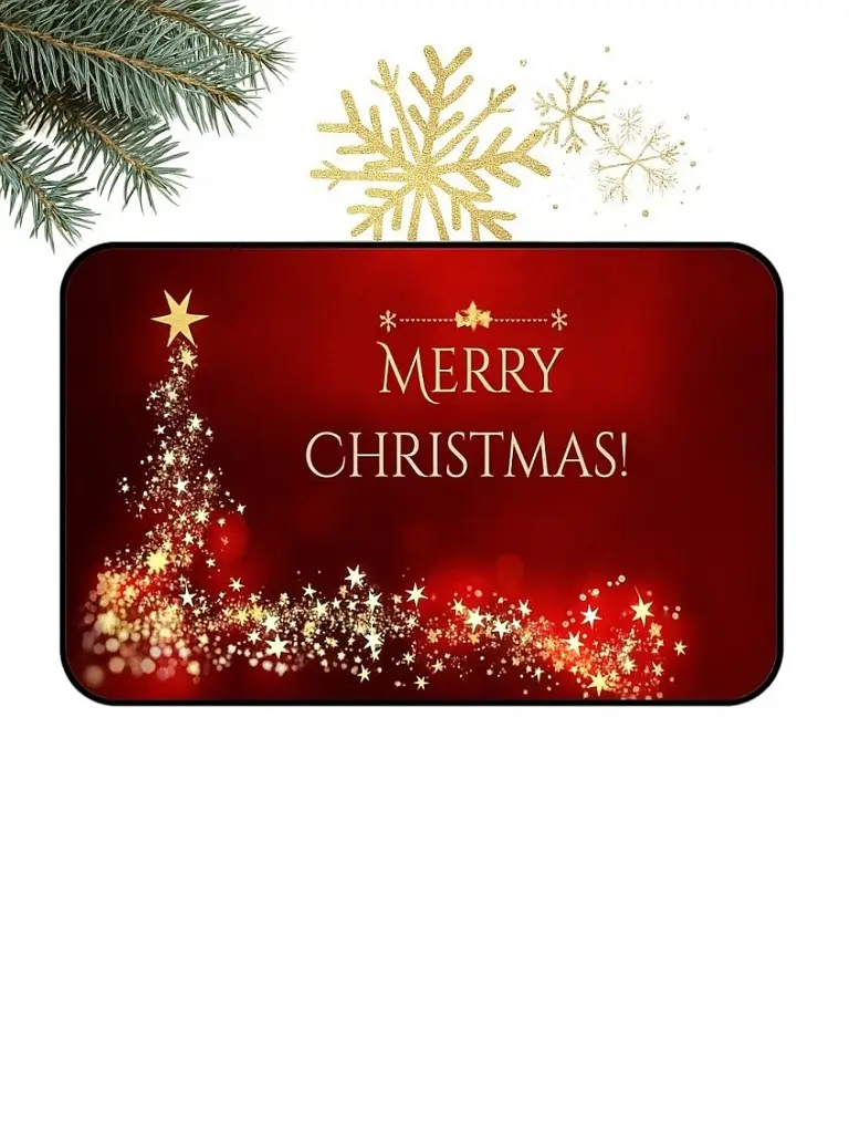 Maxi karácsonyi lábtörlő –  piros csillagmintás