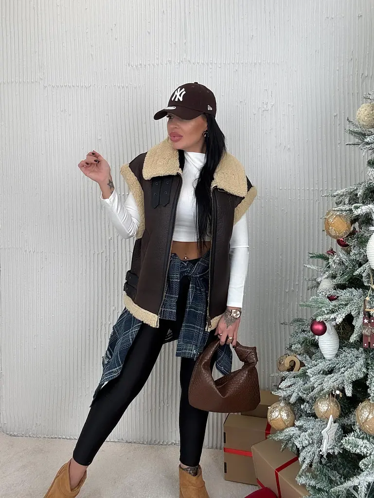 Barna bélelt mellény VEYRA