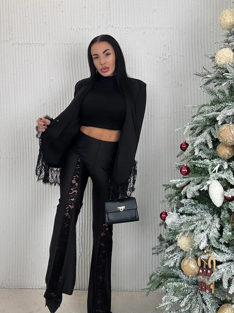 Magas derekú trapéz leggings csipkével BIANCA - next