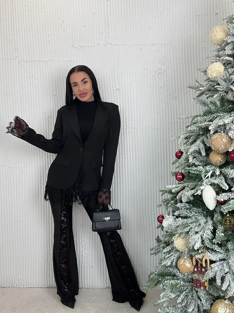 Magas derekú trapéz leggings csipkével BIANCA