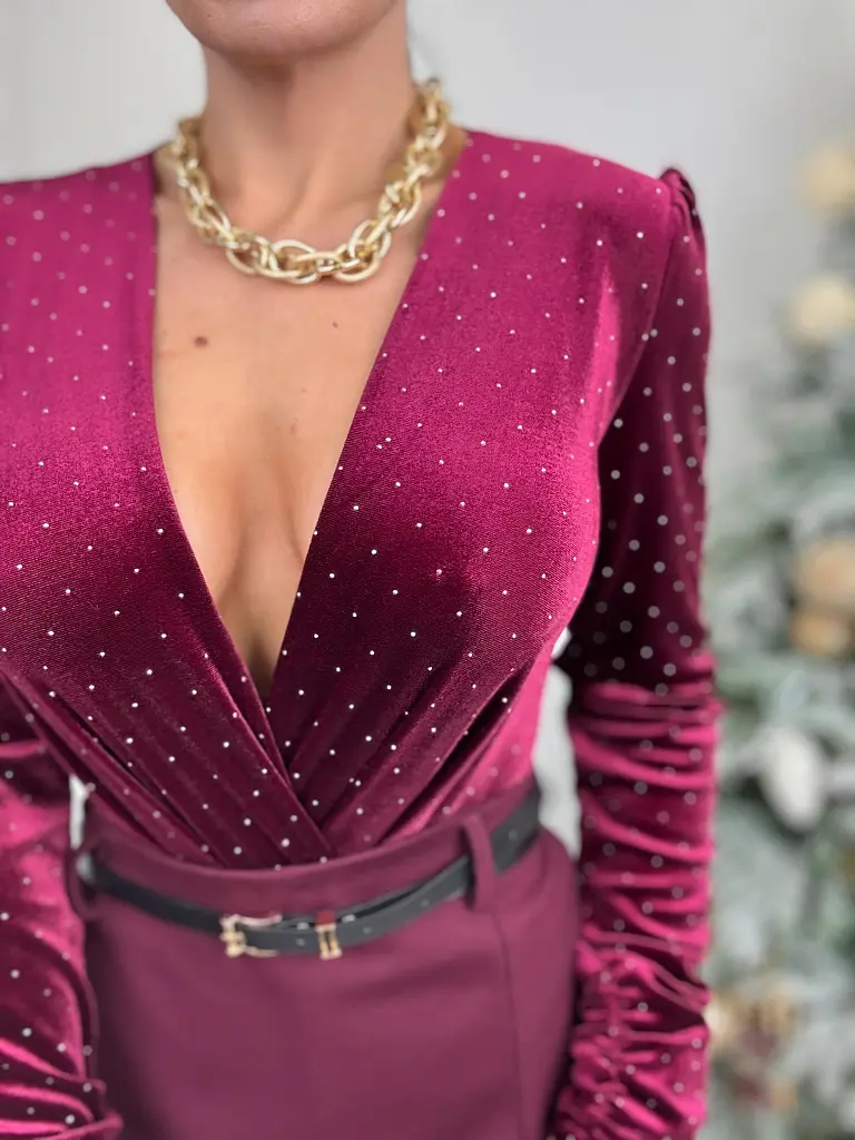 Bársony csillogós body LINORA 