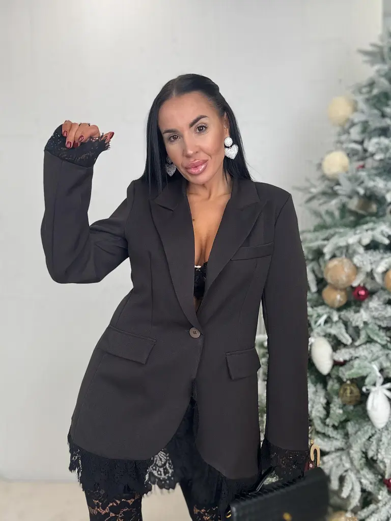 Sötétbarna zakó csipkével MALEEN 