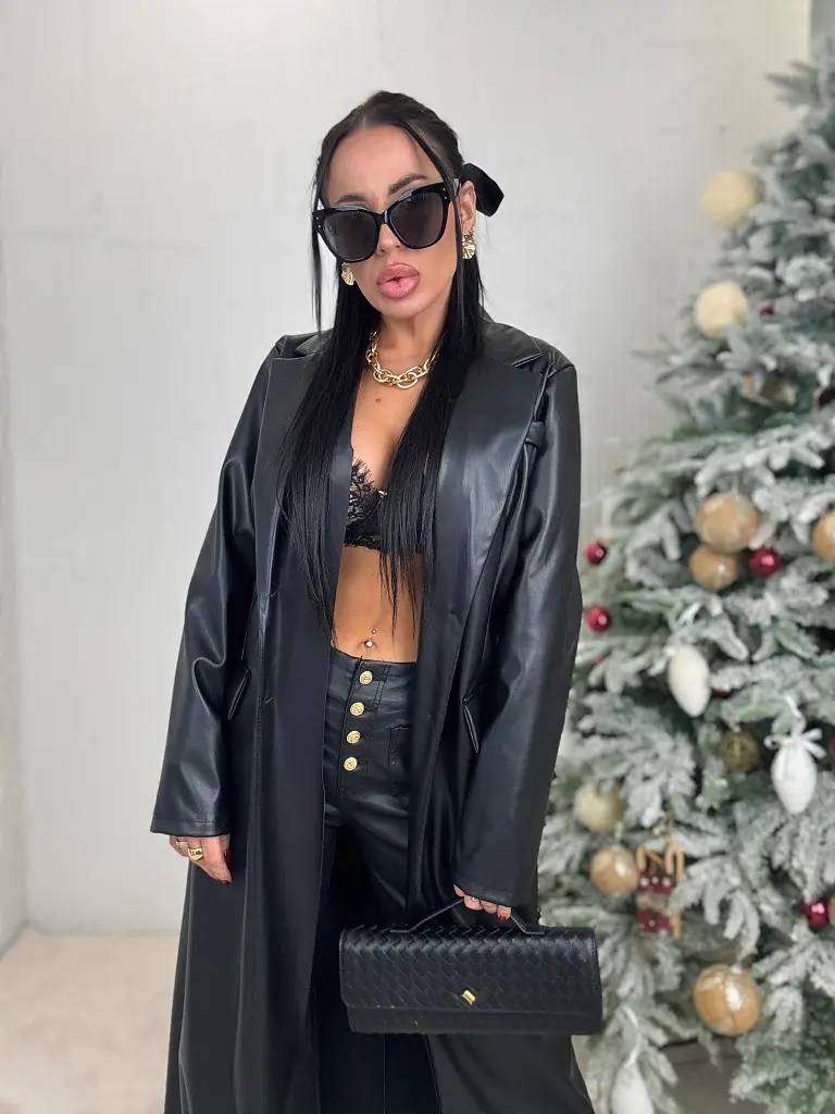 Hosszú műbőr kabát SAVIRA - next