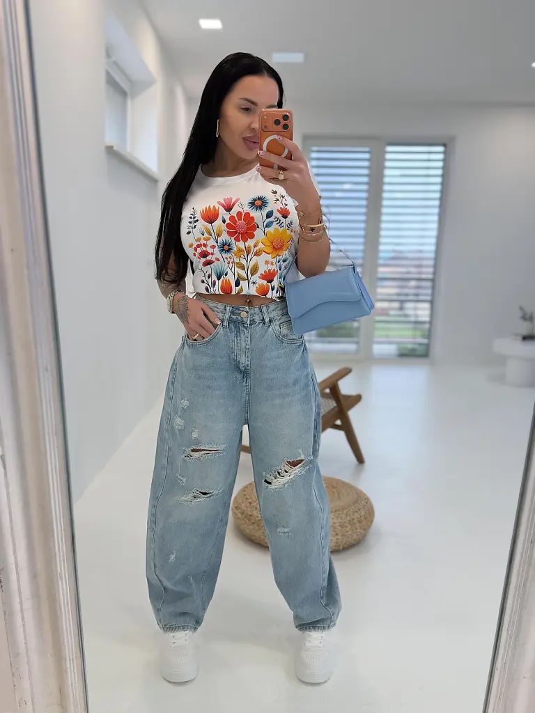 Szaggatott magas derekú baggy fit farmer  - next