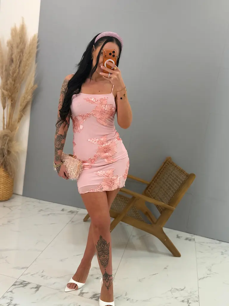 Pántos miniruha 3D virágokkal díszítve INGRID