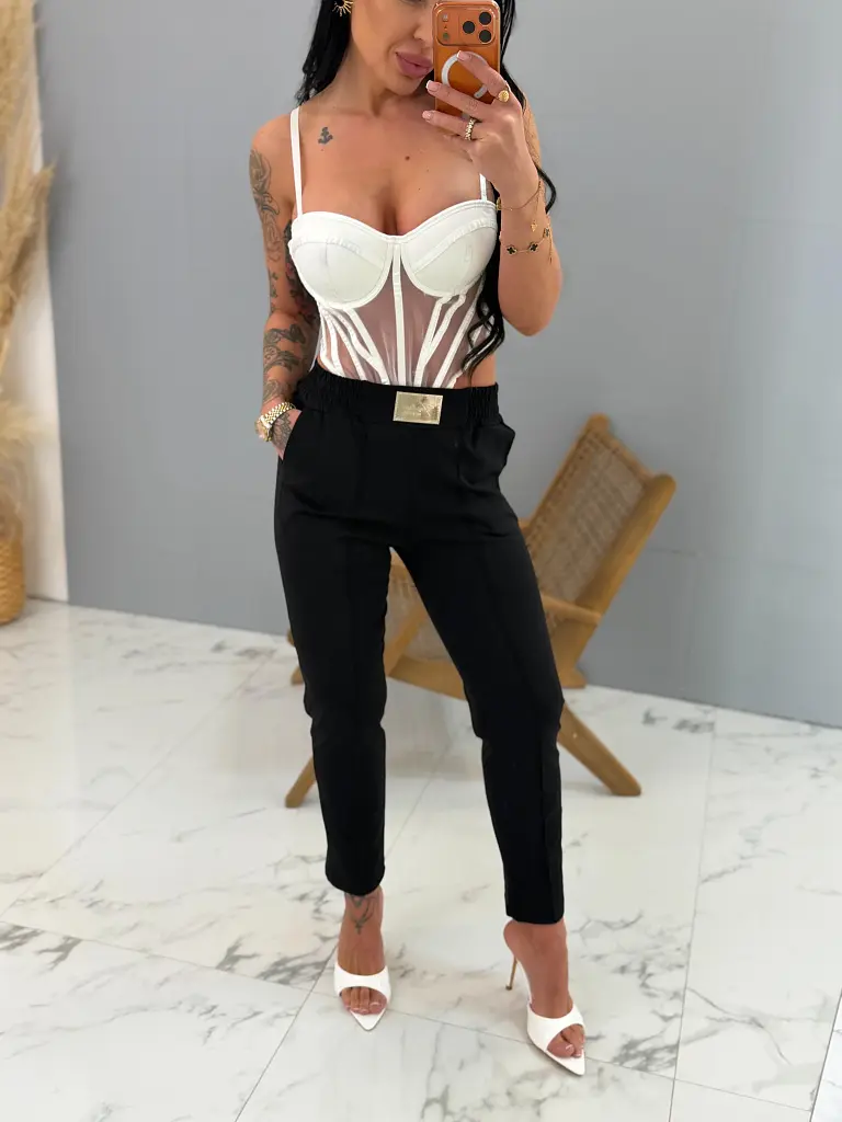 Női elasztikus fekete nadrág HANNA - next