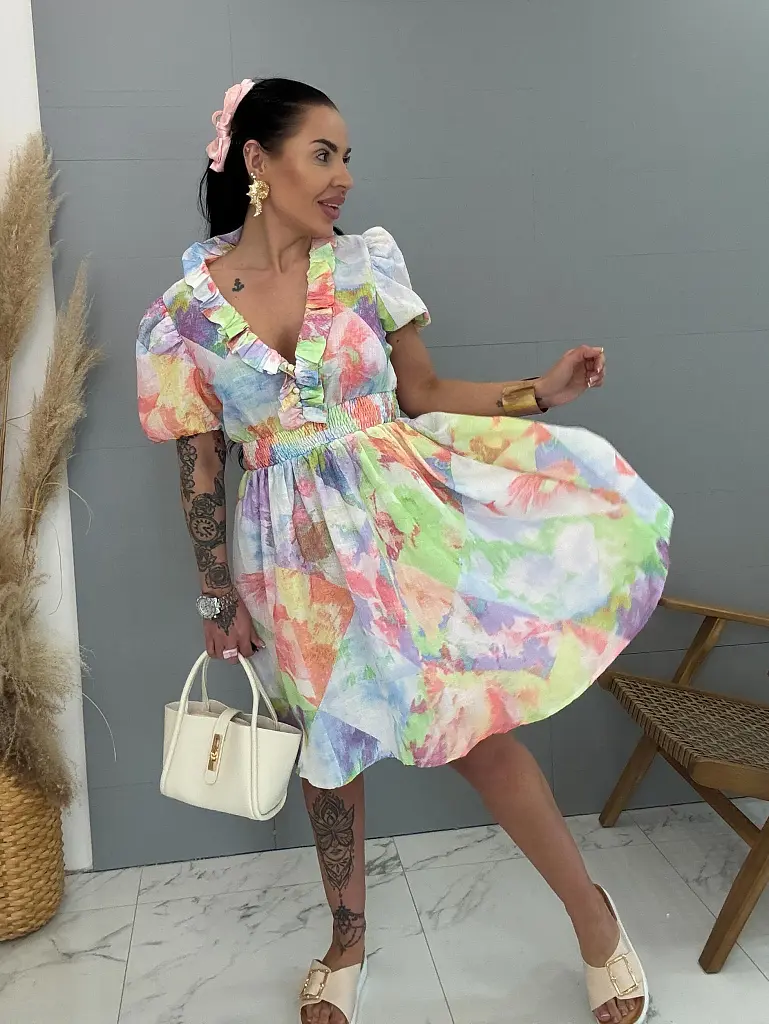 Színes ruha gumis derékkal CUTE - next