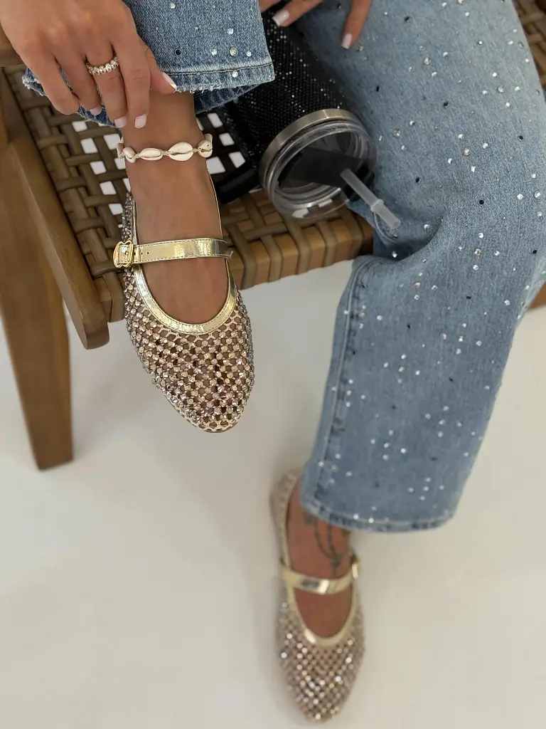 Hálós balerina cipők kövecskékkel díszítve KALIN