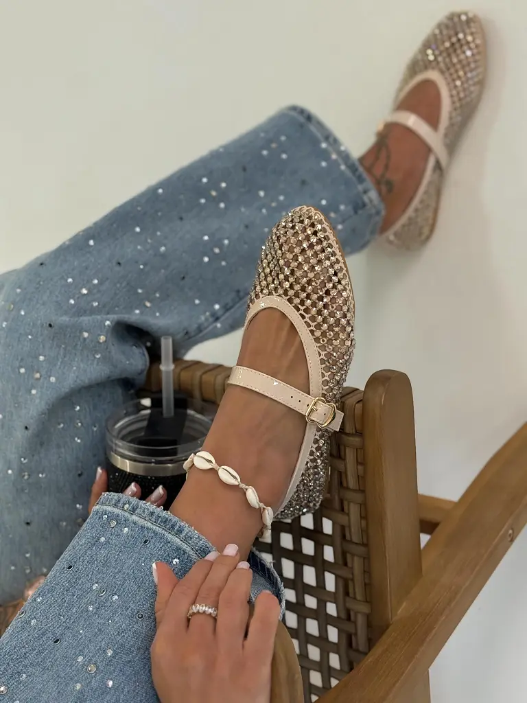 Hálós balerina cipők kövecskékkel díszítve KALIN