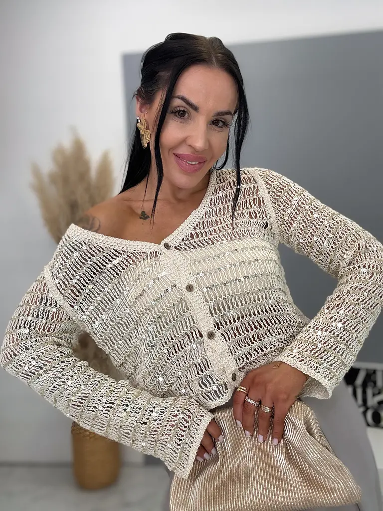 Csillogó hosszú ujjú kardigán ROMA - next