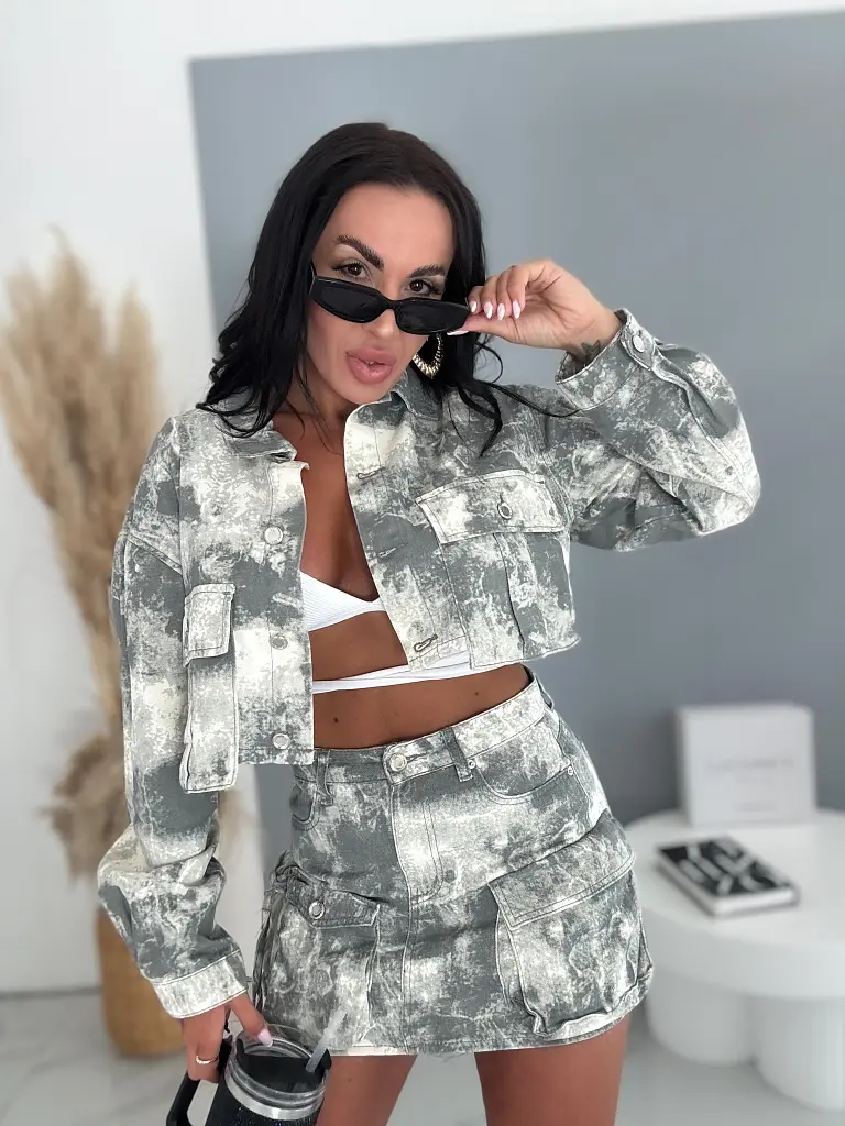 Crop denim kabát márványos effektussal ONYX - next
