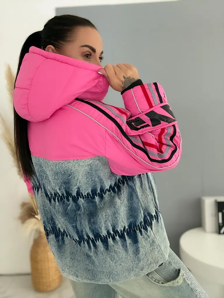Kapucnis kabát farmerbetéttel BLUSH - next